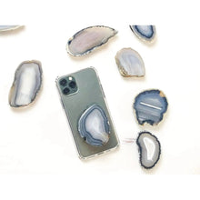  ETSY 8504 Natural Cool Tones Agate with Silver Rim Phone Stand (Natural Gemstone)