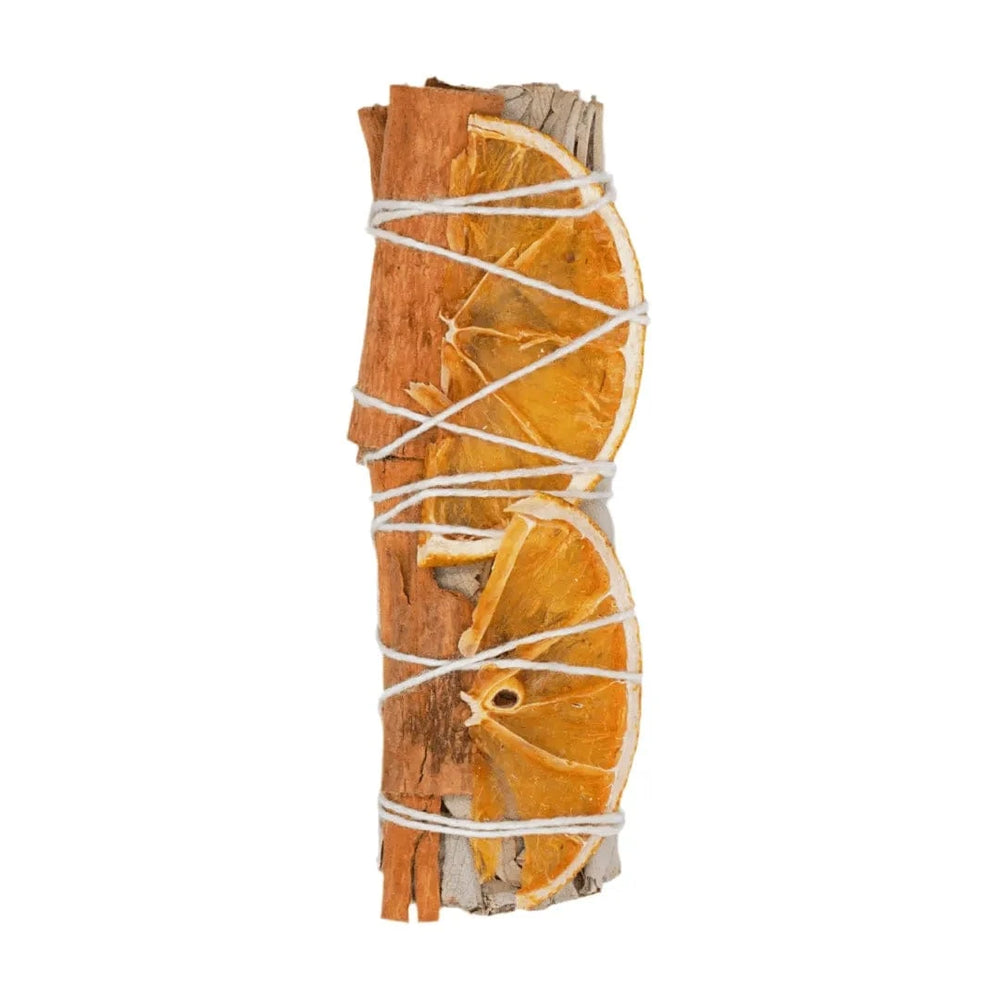 Faiza Naturals White Sage, Orange, & Cinnamon Smudge Stick – Premium Hand-Tied Cleansing Bundle 🌿🍊✨