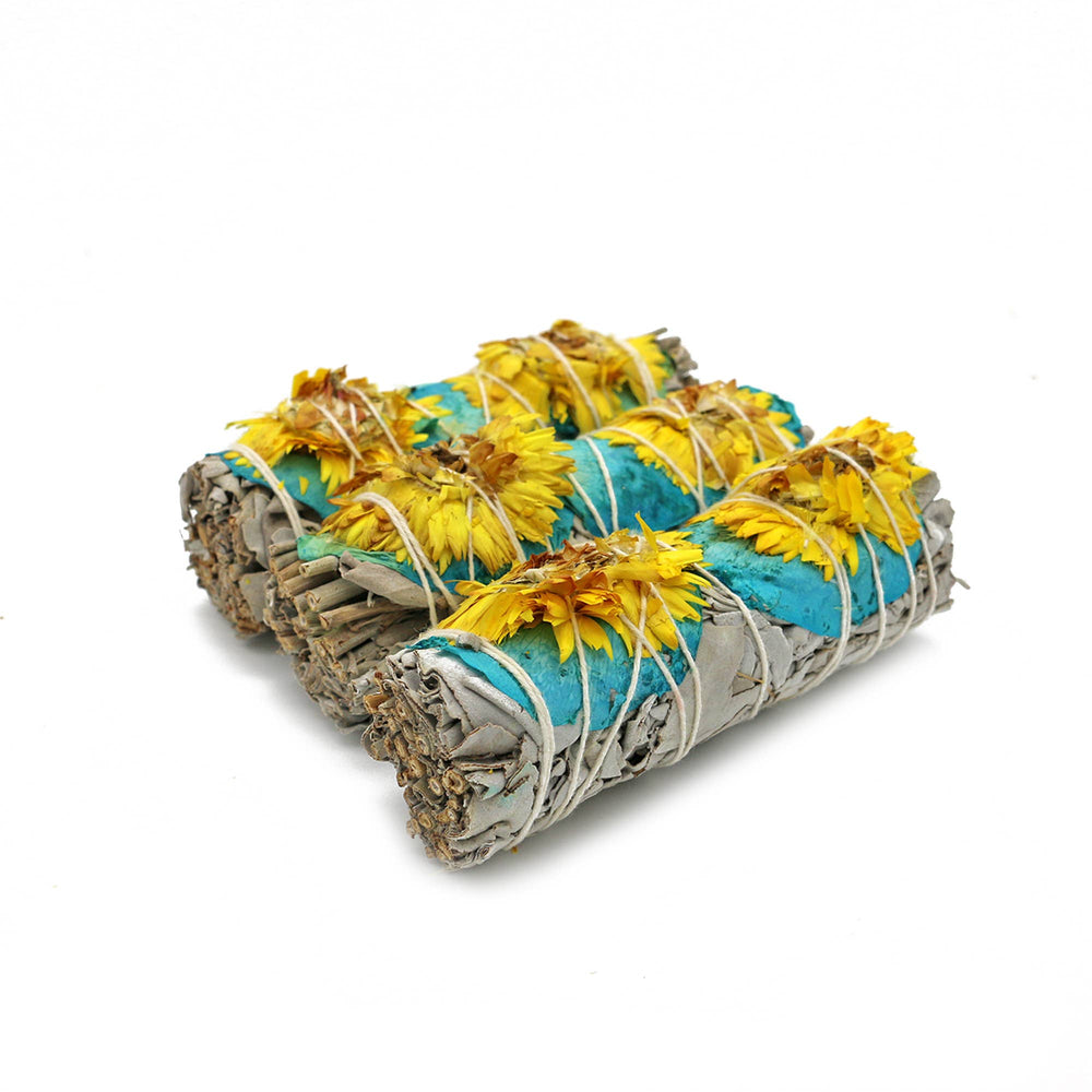 floral white sage bundle rose sunflower handmade