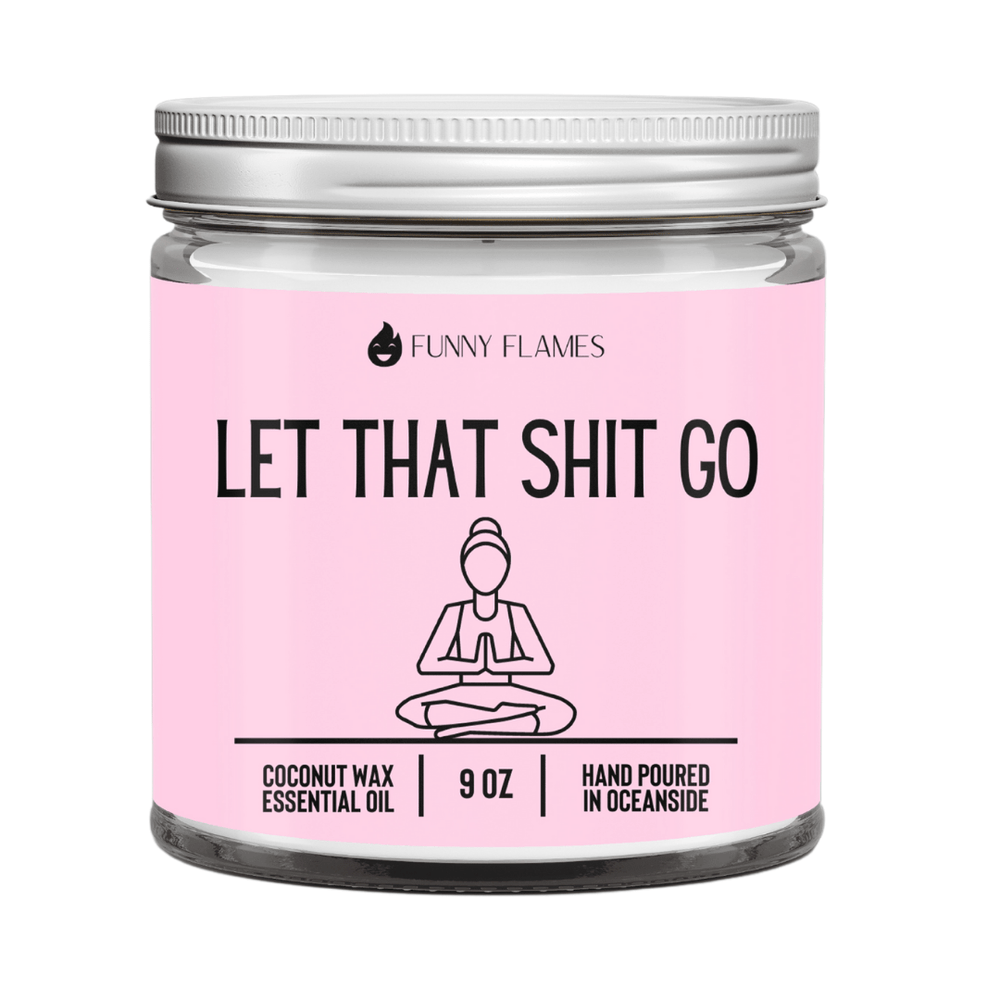 Funny Flames Candle Co - Les Creme 9 oz Let That Shit Go Candle (Pink) Candle- Best Selling Candle