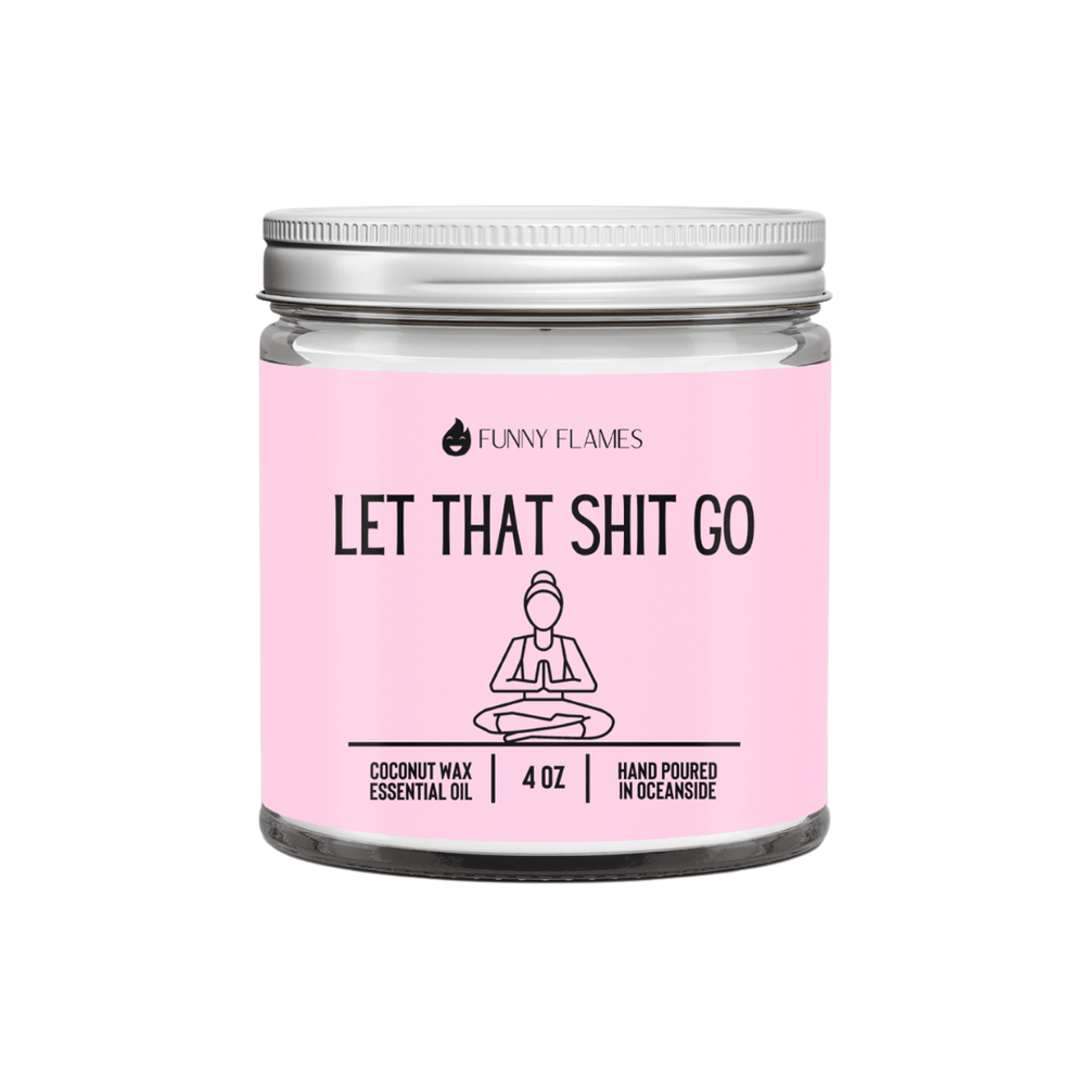 Funny Flames Candle Co - Les Creme 9 oz Let That Shit Go Candle (Pink) Candle- Best Selling Candle