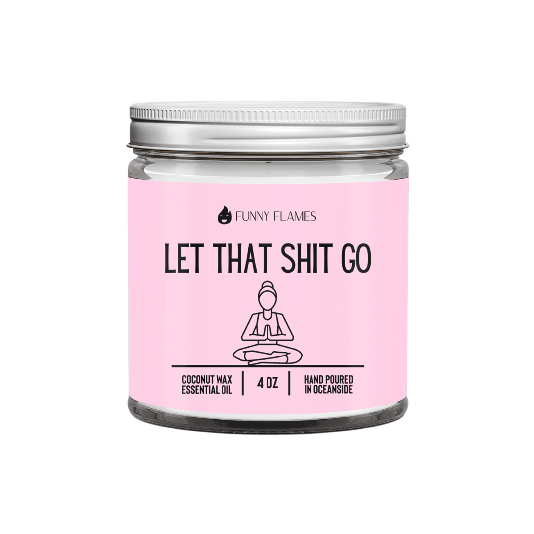 Funny Flames Candle Co - Les Creme 9 oz Let That Shit Go Candle (Pink) Candle- Best Selling Candle