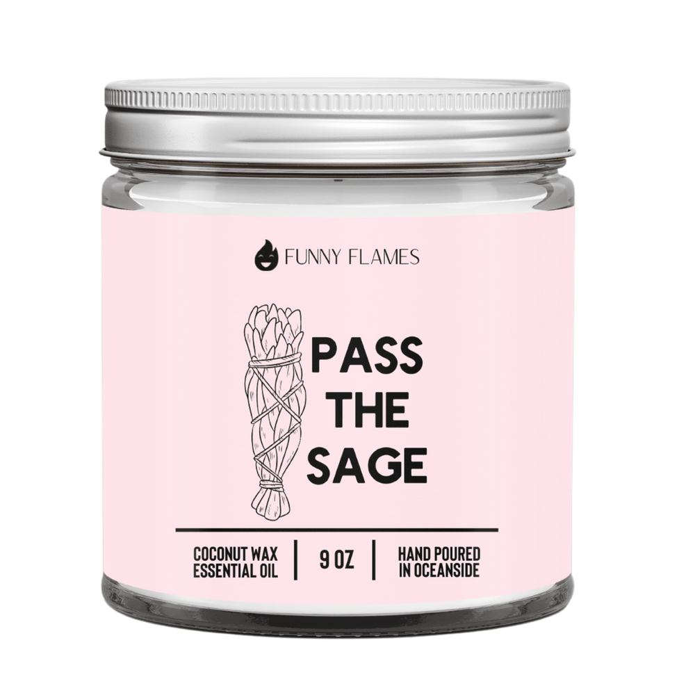 Funny Flames Candle Co - Les Creme Pass the Sage Candle -9 oz Home Decor Funny Candle
