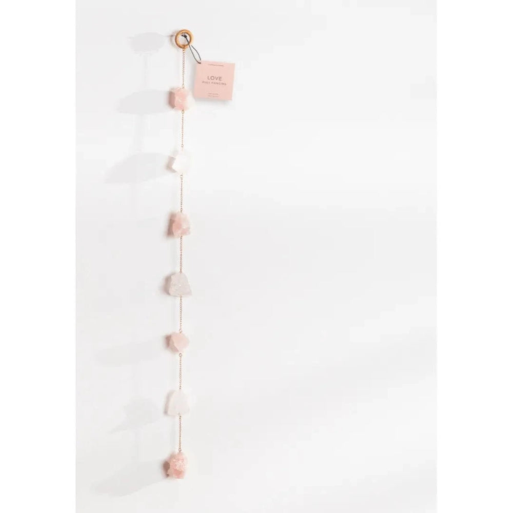 GeoCentral Clear Quartz & Rose Quartz Wall Hanging – Spiritual & Boho Home Décor 🌿✨