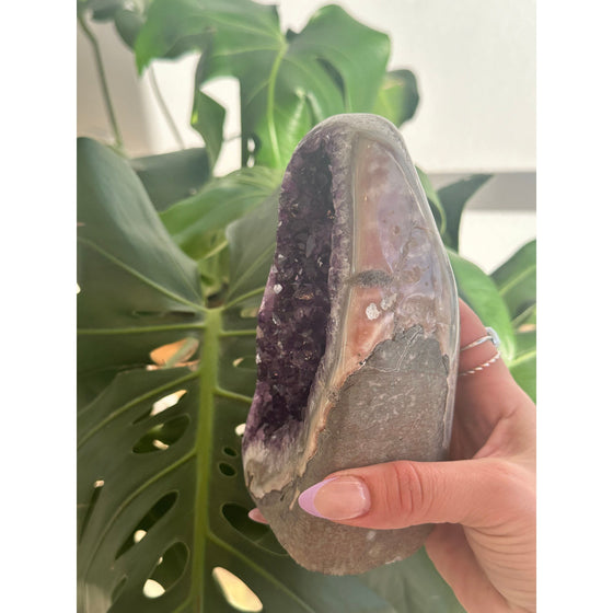 i_did Buy Polished Amethyst Base - 3 lbs 2 oz | Purple Amethyst Crystal | Healing Stone | Perfect Gift