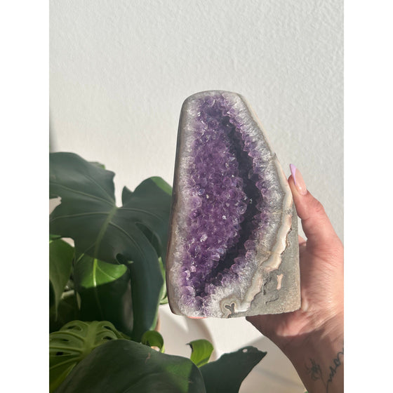 i_did Buy Polished Amethyst Base - 3 lbs 2 oz | Purple Amethyst Crystal | Healing Stone | Perfect Gift