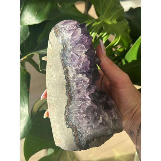 i_did Buy Polished Amethyst Base - 3 lbs 4 oz | Purple Amethyst Crystal | Healing Stone | Perfect Gift