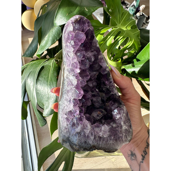 i_did Buy Polished Amethyst Base - 3 lbs 4 oz | Purple Amethyst Crystal | Healing Stone | Perfect Gift