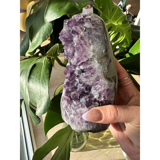 i_did Buy Polished Amethyst Base - 3 lbs 4 oz | Purple Amethyst Crystal | Healing Stone | Perfect Gift