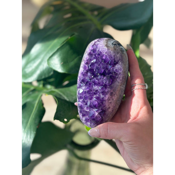 i_did Raw Polished Free Form Amethyst Base 1 lb 13 oz | Purple amethyst | Amethyst base | Great gift