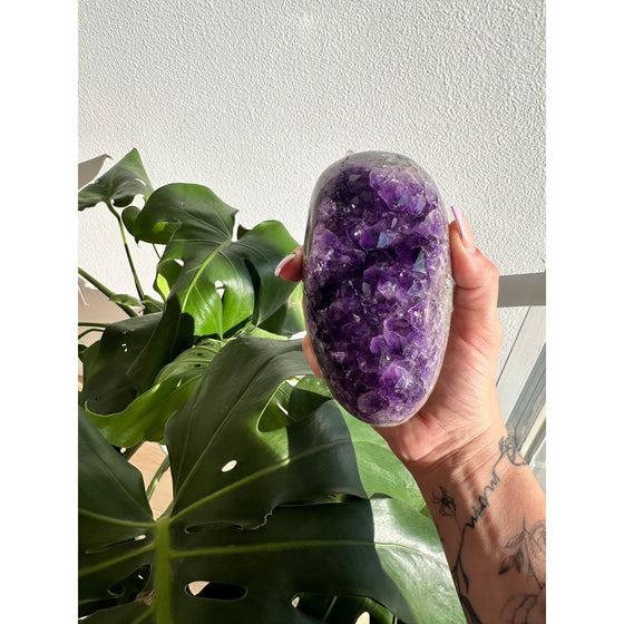 i_did Raw Polished Free Form Amethyst Base 1 lb 13 oz | Purple amethyst | Amethyst base | Great gift