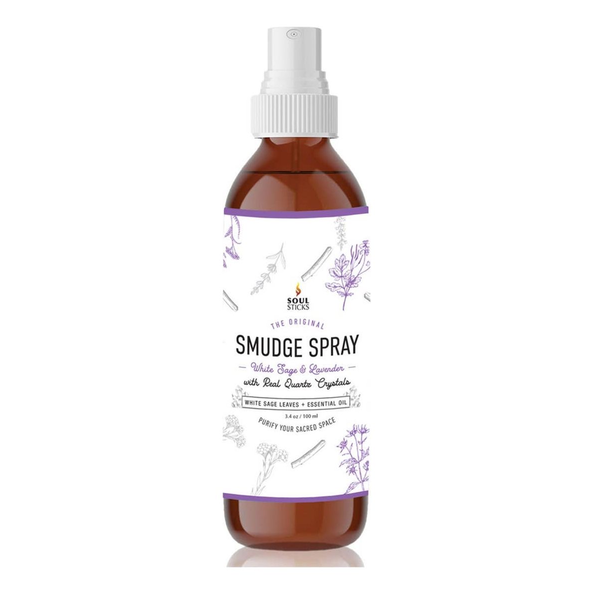 Lavender Sage smudge spray, 3.5 oz amber glass spray bottle by Soul Sticks - Unearthed Vibes