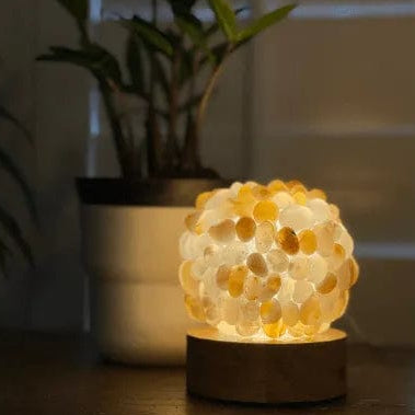 Melan Threads Home Natural Agate Tumbled Stone Crystal Lamp | Home Decor | Great Gift