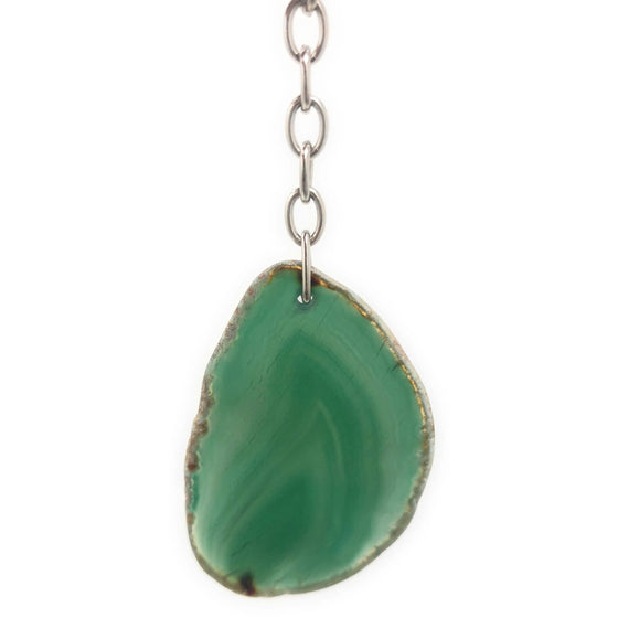 Melan Threads Key chains Green Agate Slice Key Chain | Natural Agate Keychain | Perfect Gift