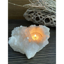  Melan Threads Raw (Cluster) Clear Quartz Candle Holder | Quartz Cluster | Clear Quartz | Great Gift