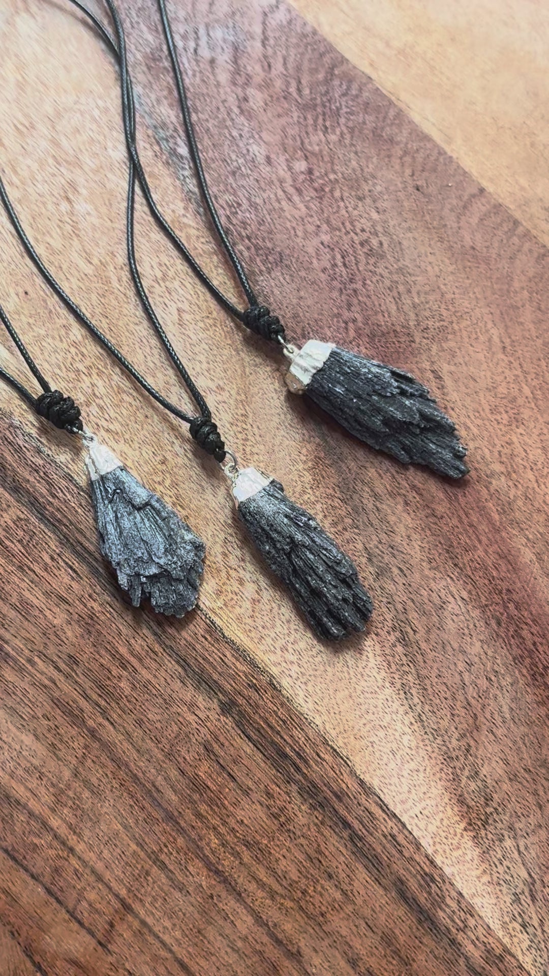 Black Kyanite Necklace - Raw Crystal Pendant