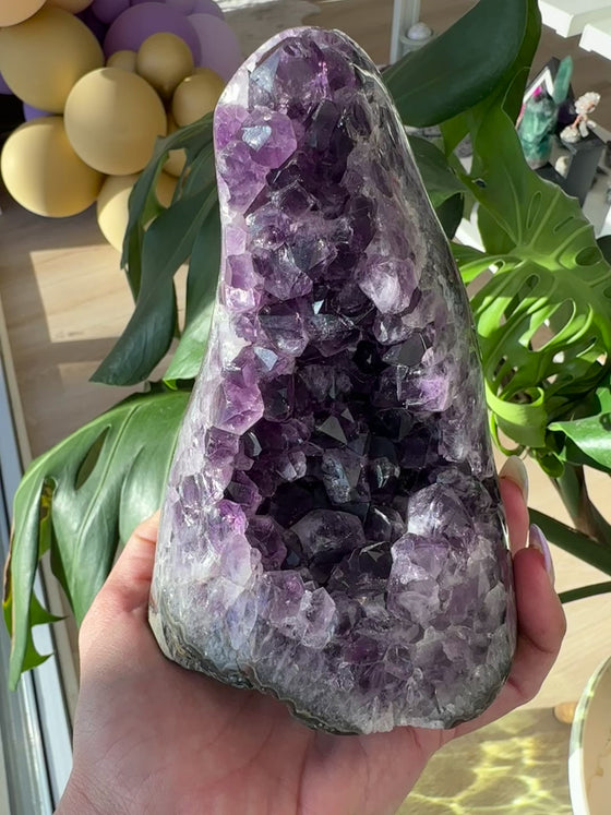 Buy Polished Amethyst Base - 3 lbs 4 oz | Purple Amethyst Crystal | Healing Stone | Perfect Gift