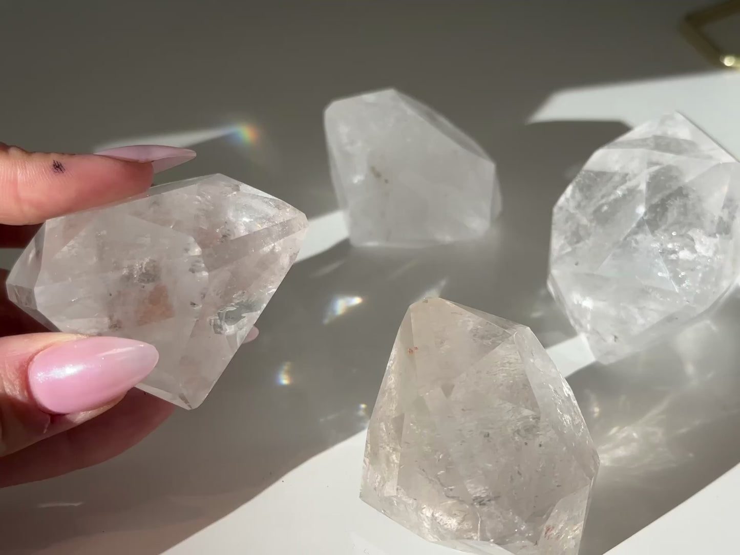 Clear Quartz Diamond Shape Polished Crystal Energy Amplifier