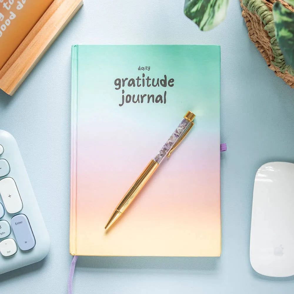 Something Different Wholesale Multicoloured Gratitude Journal with Amethyst Pen