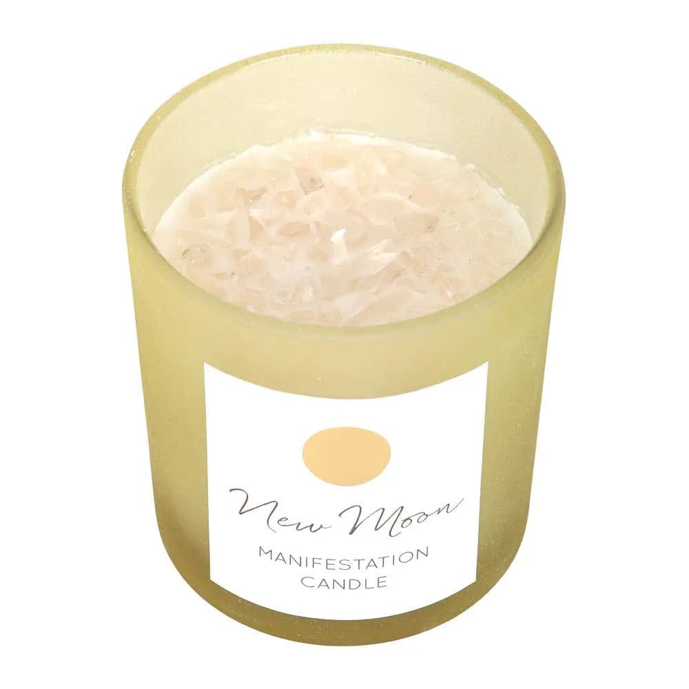 Something Different Wholesale New Moon Wild Orange Manifestation Candle with Clear Quartz