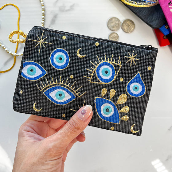 Umays Boho Cute Small Pouch, Fabric Coin Purse, Evil Eye Coin Purse