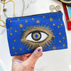 Umays Boho Evil Eye Coin Purse, Handmade Small Pouch, Boho Zipper Purse