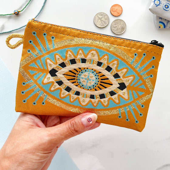 Umays Boho Evil Eye Pouch, Boho Coin Purse, Handmade Coin Purse