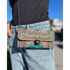 Umays Boho Green Crossbody Bag, Rug Design Shoulder Bag, Small Cute Bag