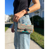 Umays Boho Green Crossbody Bag, Rug Design Shoulder Bag, Small Cute Bag