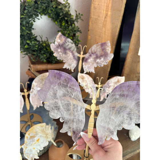 Unearthed Vibes Elegant Amethyst Wings on a Stand - Enhance Your Space with Calming Energy