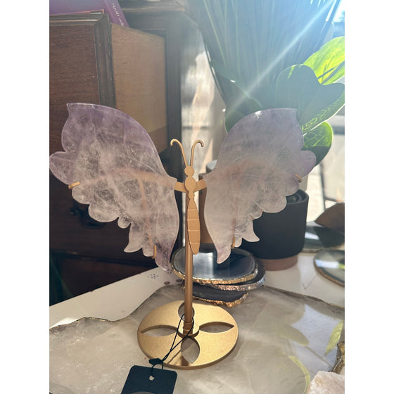 Unearthed Vibes Elegant Amethyst Wings on a Stand - Enhance Your Space with Calming Energy