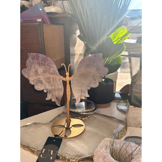 Unearthed Vibes Elegant Amethyst Wings on a Stand - Enhance Your Space with Calming Energy