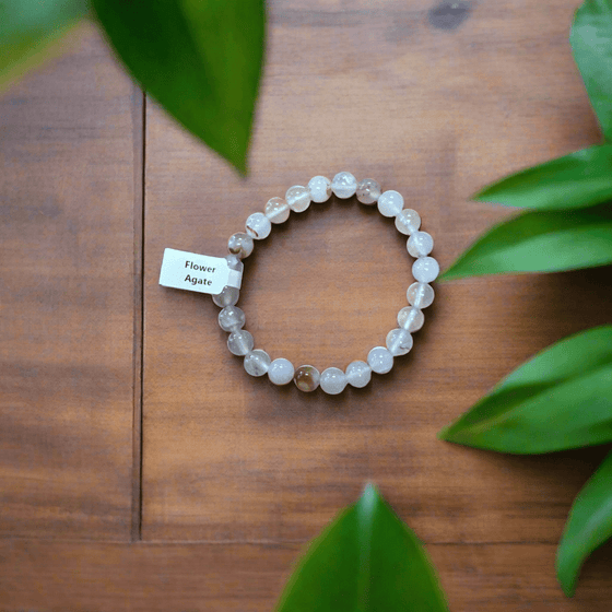 Unearthed Vibes Jewlery Buy Polished Peach Flower Agate Bracelet - Elegant Healing Stone | Perfect Gift for Love and Wellness