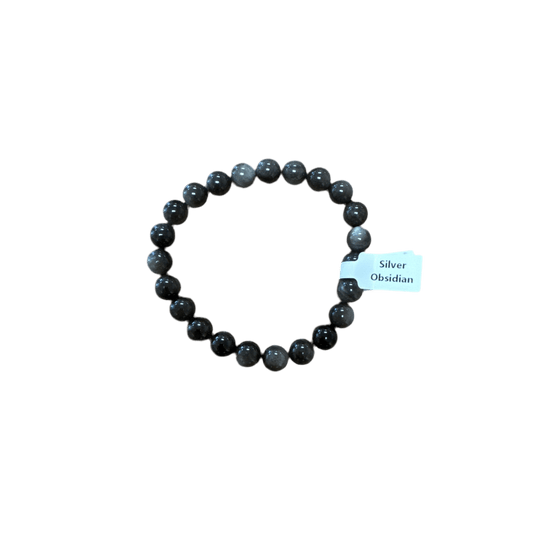 Unearthed Vibes Jewlery Buy Polished Silver Obsidian Bracelet - Elegant Healing Stone | Perfect Gift for Love and Wellness