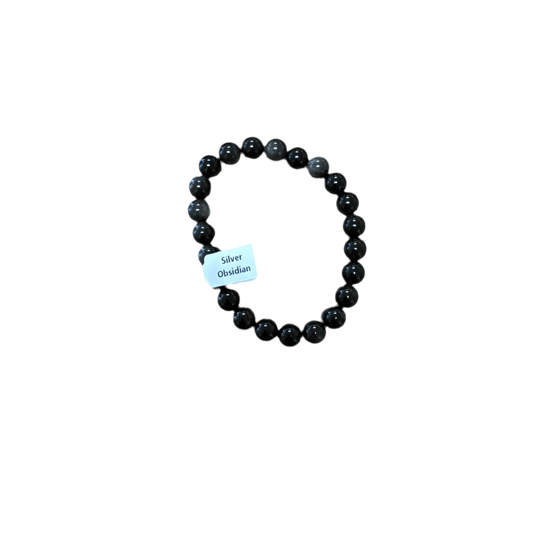 Unearthed Vibes Jewlery Buy Polished Silver Obsidian Bracelet - Elegant Healing Stone | Perfect Gift for Love and Wellness