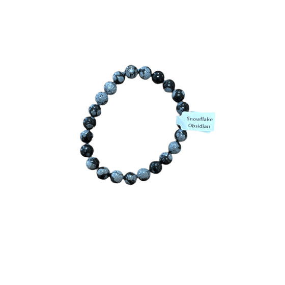 Unearthed Vibes Jewlery Buy Polished Snowflake Obsidian Bracelet - Elegant Healing Stone | Perfect Gift for Love and Wellness