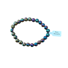  Unearthed Vibes Jewlery Polished Aura Hematite 8mm Bracelet - Elegant Healing Stone | Perfect Gift for Love and Wellness