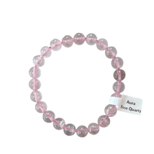  Unearthed Vibes Jewlery Polished Aura Rose Quartz 8mm Bracelet - Elegant Healing Stone | Perfect Gift for Love and Wellness