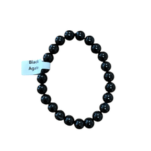  Unearthed Vibes Jewlery Polished Black Agate 8mm Bracelet - Elegant Healing Stone | Perfect Gift for Love and Wellness