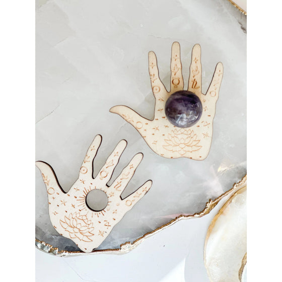 Unearthed Vibes Small Wood Sphere Stand - Elegant Display Holder for Crystals & Collectibles