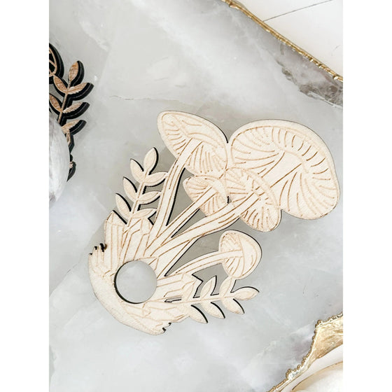 Unearthed Vibes Wood Sphere Stand – Mushroom Edition | Crystal Ball & Gemstone Display Holder