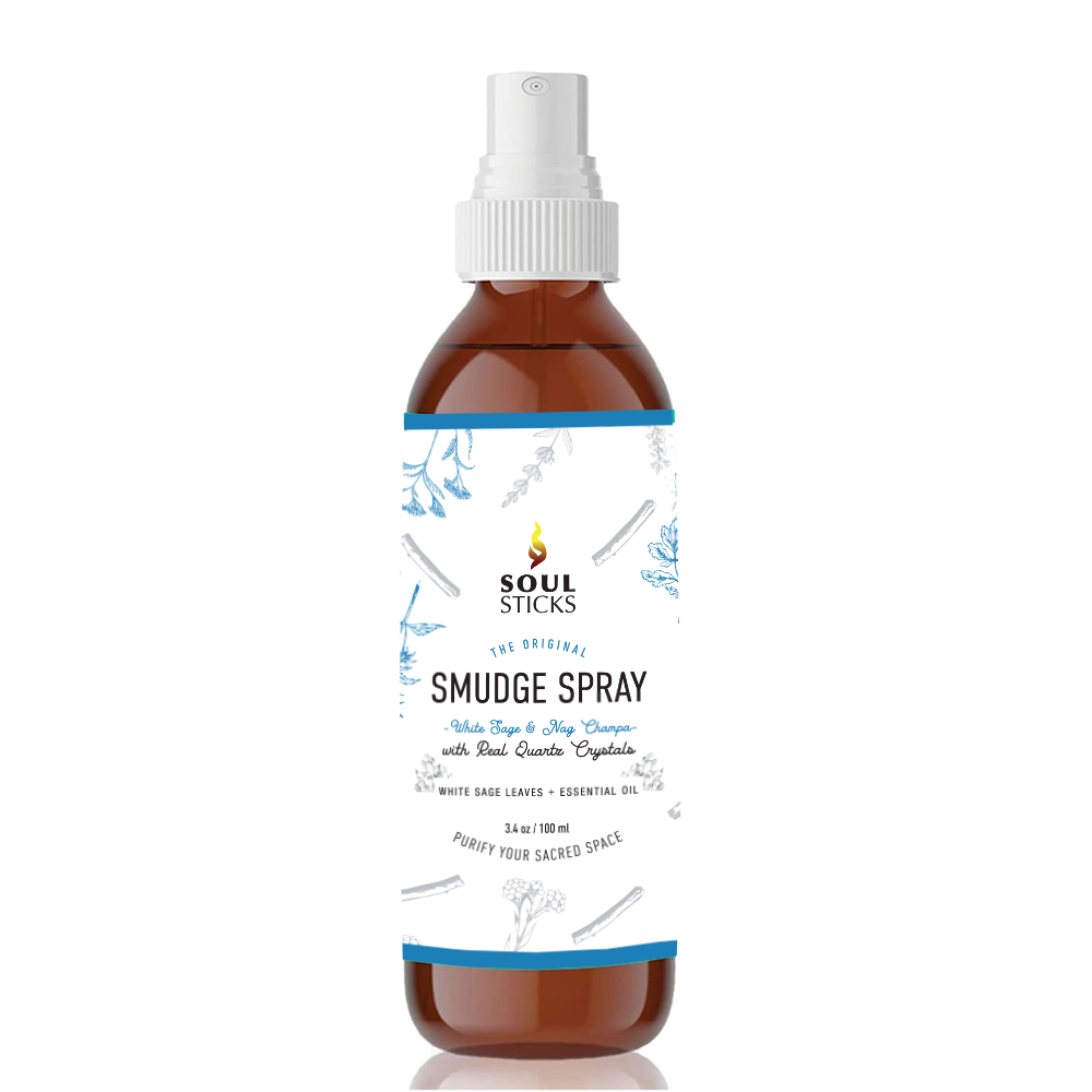 White Sage & Nag Champa smudge spray, 3.5 oz amber glass spray bottle by Soul Sticks - Unearthed Vibes