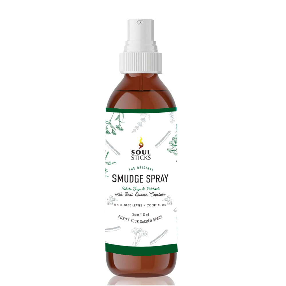 White Sage & Patchouli smudge spray, 3.5 oz amber glass spray bottle by Soul Sticks - Unearthed Vibes