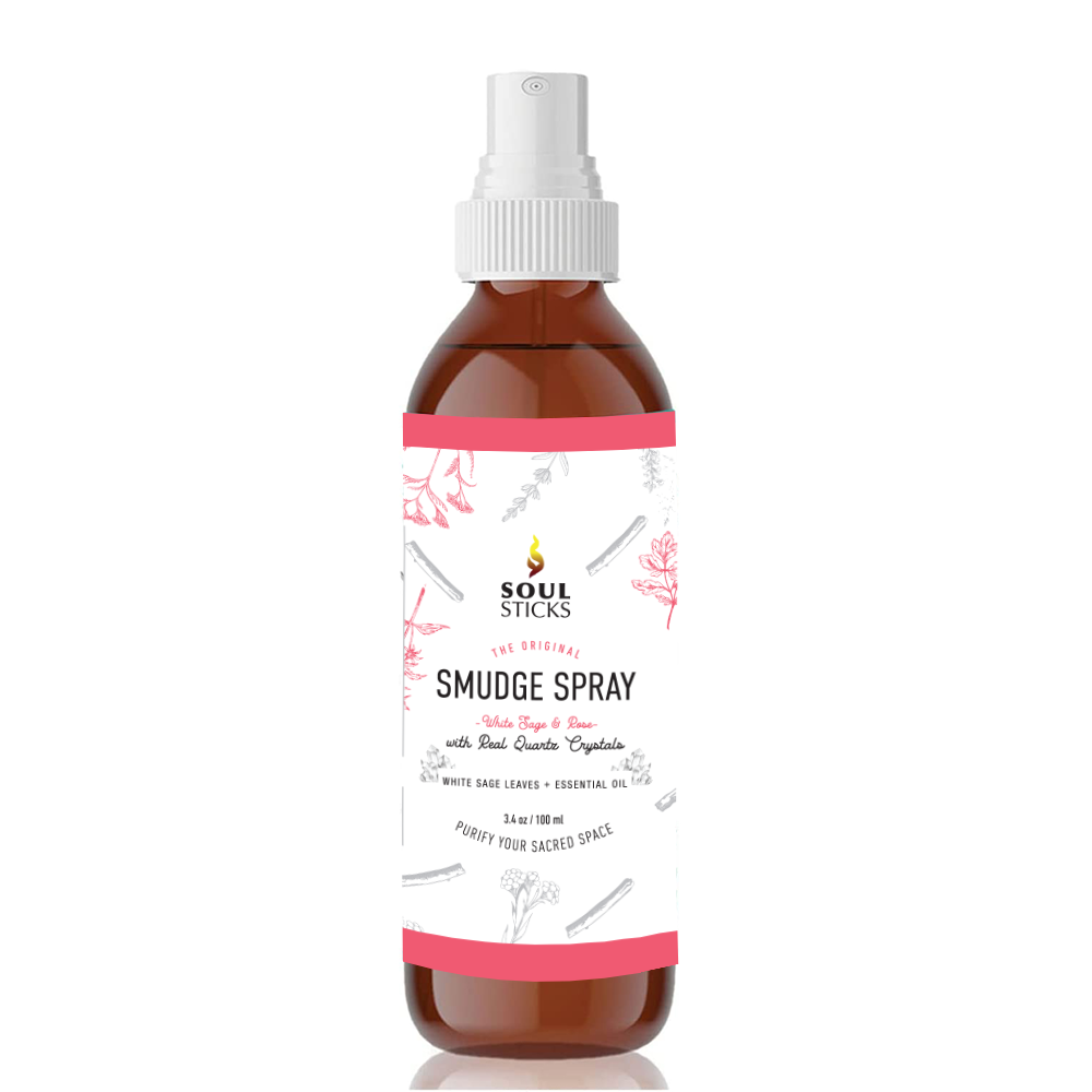 White Sage & Rose smudge spray, 3.5 oz amber glass spray bottle by Soul Sticks - Unearthed Vibes