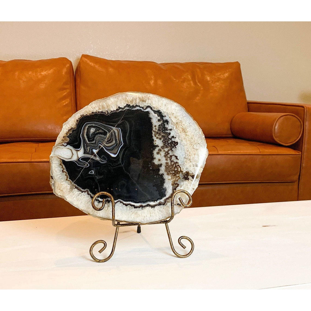 ETSY 8504 Black/White/Tan Agate Platter Decor and Cheese Platter