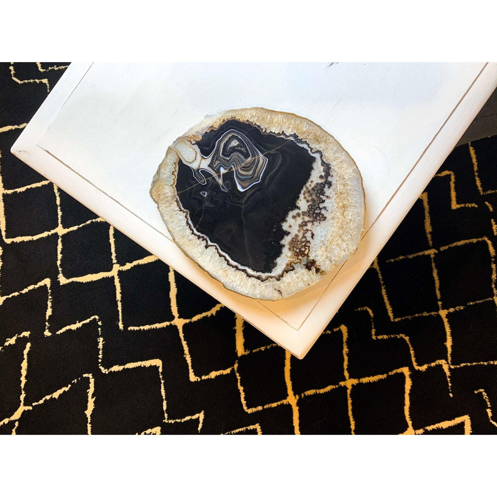 ETSY 8504 Black/White/Tan Agate Platter Decor and Cheese Platter