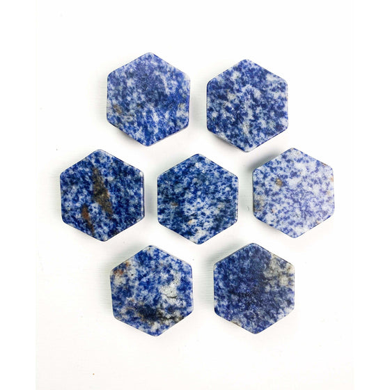 ETSY 8504 Blue Spot Jasper Hexagon Custom Crystal Phone Stand