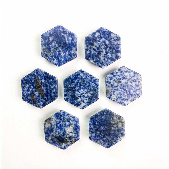 ETSY 8504 Blue Spot Jasper Hexagon Custom Crystal Phone Stand