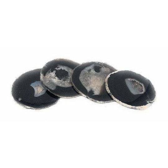 ETSY 8504 Coaster Black Neutral Tone Agate Slice Coasters | Agate Drink & Barware | Home Decor