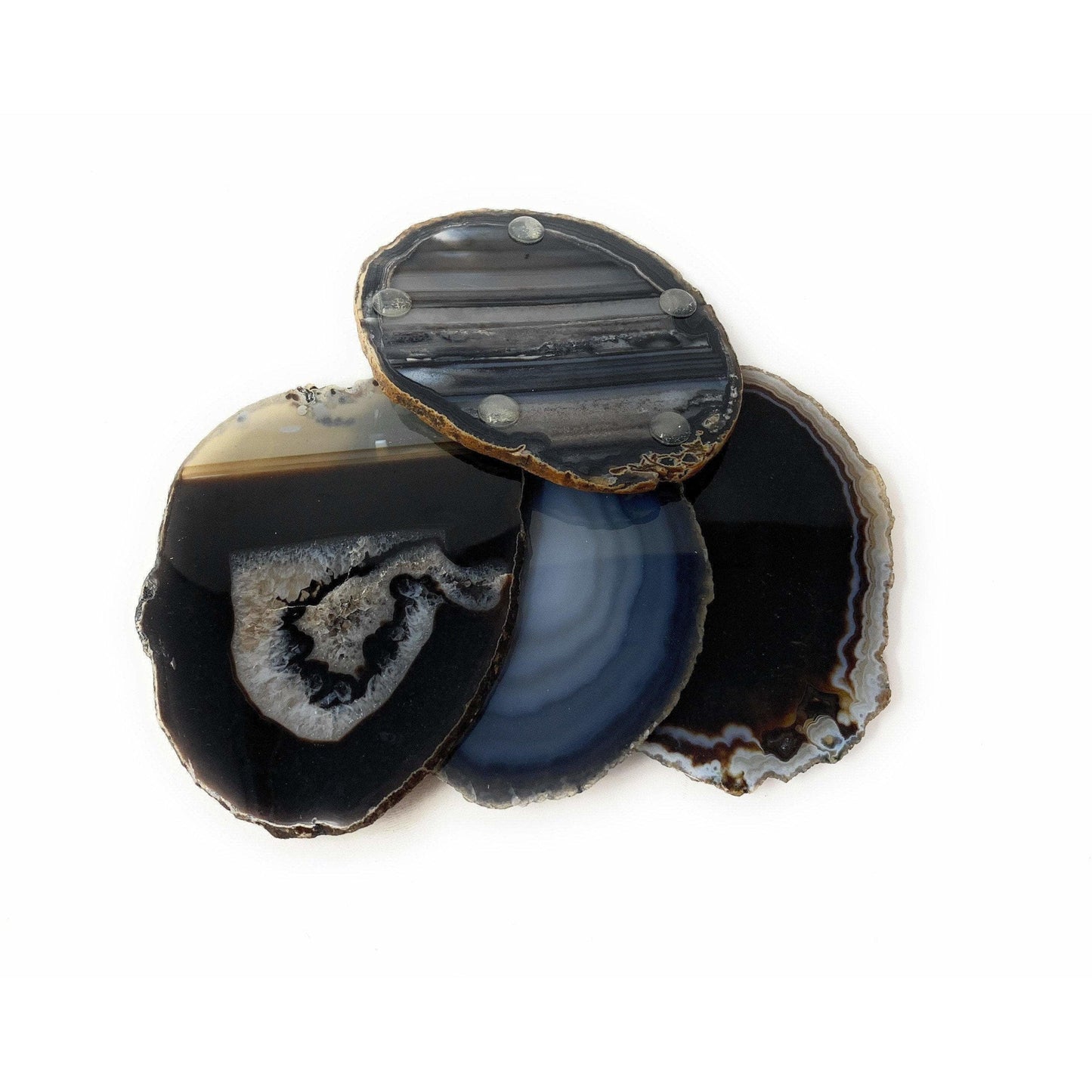 ETSY 8504 Coaster Black Neutral Tone Agate Slice Coasters | Agate Drink & Barware | Home Decor